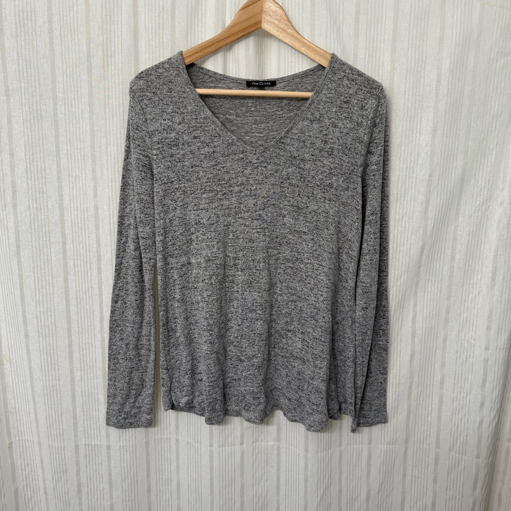 Pink Clover Artemis Button Down Back Detail Brushed Knit Suede Elbow Patch Top